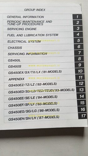 Suzuki GS 450 Modelli 1979-87 manuale officina INGLESE originale WORKSHOP …