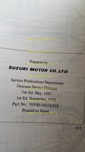 Suzuki GS 450 Modelli 1979-87 manuale officina INGLESE originale WORKSHOP …