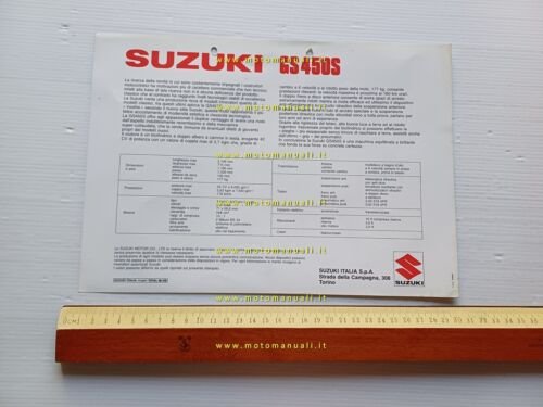 Suzuki GS 450 S 1982 depliant originale ITALIANO