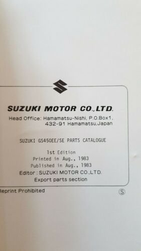Suzuki GS 450 SE-EE 1983 catalogo ricambi originale moto parts …