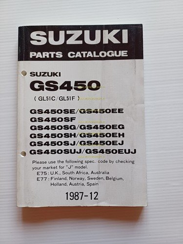 Suzuki GS 450 SE-SF-SG-SH-SJ-SUJ 1987-88 catalogo ricambi originale