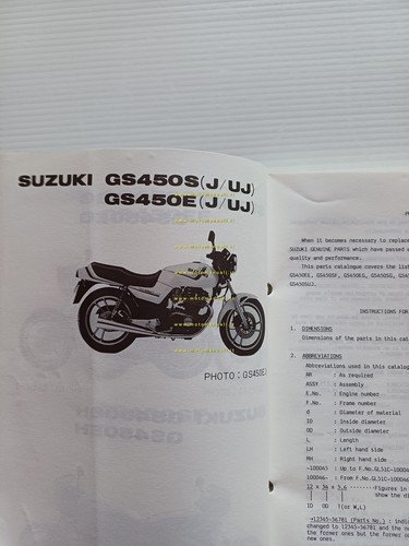 Suzuki GS 450 SE-SF-SG-SH-SJ-SUJ 1987-88 catalogo ricambi originale