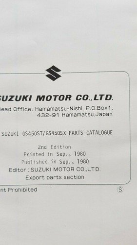 SUZUKI GS 450 ST - SX 1980 catalogo ricambi originale …