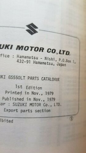Suzuki GS 550 LT 1979 catalogo ricambi originale moto parts …