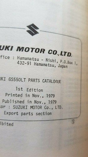 Suzuki GS 550 LT 1979 catalogo ricambi originale moto parts …