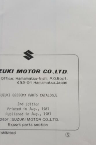 Suzuki GS 550 MX 1981 catalogo ricambi originale spare parts …