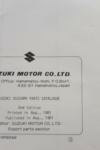 Suzuki GS 550 MX 1981 catalogo ricambi originale spare parts …