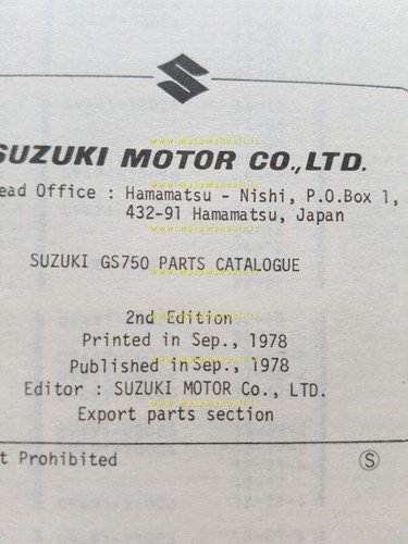 Suzuki GS 750-D-E 1978 catalogo ricambi originale spare parts catalogue