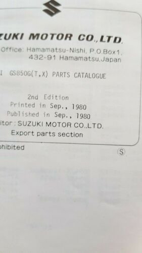 Suzuki GS 850 GT - GX 1980 catalogo ricambi originale …