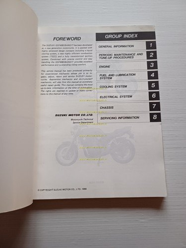 Suzuki GSF 400 BANDIT 1990 manuale officina riparazione originale TESTO …