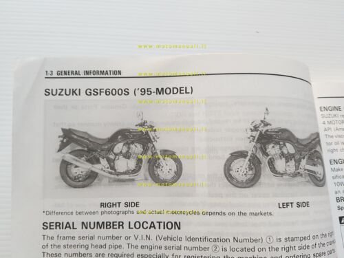 SUZUKI GSF 600 1995 manuale officina originale WORKSHOP MANUAL