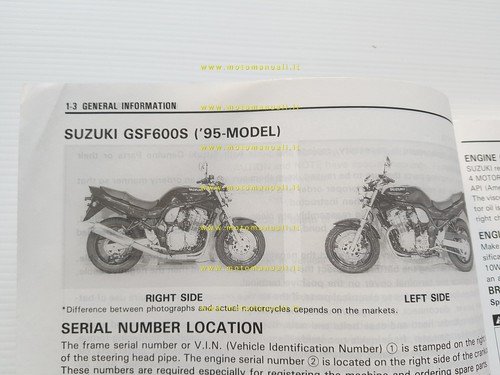 SUZUKI GSF 600 1995 manuale officina originale WORKSHOP MANUAL