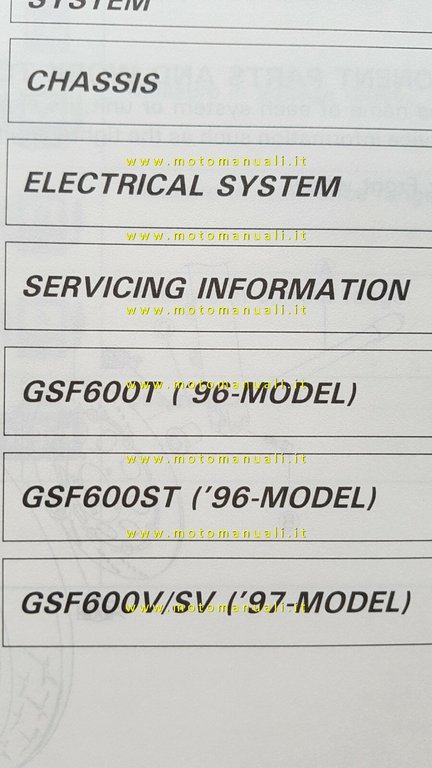 Suzuki GSF 600 BANDIT 1996-97 manuale officina ENGLISH originale