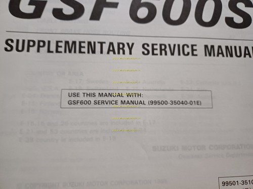 Suzuki GSF 600 mod. 1996 AGGIORNAMENTO manuale officina originale TESTO …
