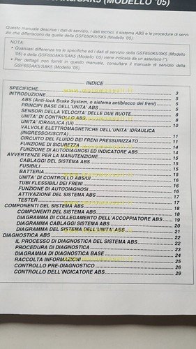 Suzuki GSF 650 ASA AGGIORNAMENTO 2005 manuale officina ITALIANO originale