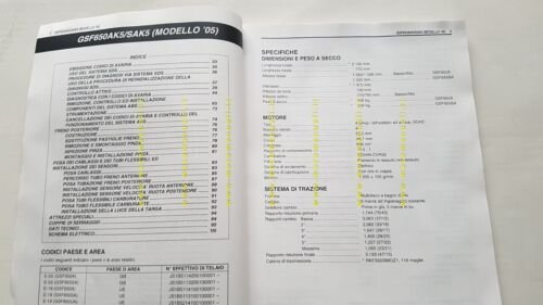 Suzuki GSF 650 ASA AGGIORNAMENTO 2005 manuale officina ITALIANO originale