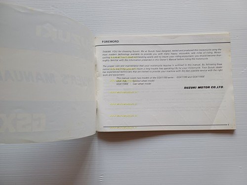 Suzuki GSX 1100 1980-81 manuale uso manutenzione INGLESE originale