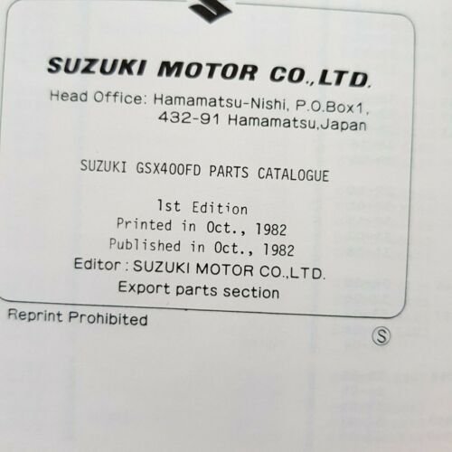 Suzuki GSX 400 FD 1982 catalogo ricambi originale spare parts …