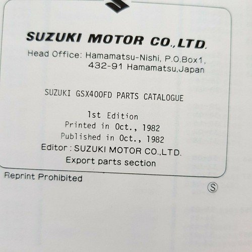 Suzuki GSX 400 FD 1982 catalogo ricambi originale spare parts …