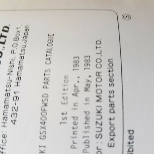Suzuki GSX 400 FWSD 1983 catalogo ricambi originale spare parts …