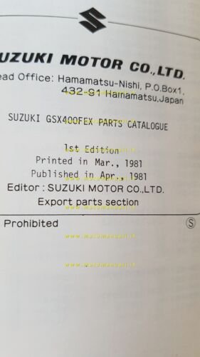 Suzuki GSX 400 FX 1981 catalogo ricambi originale