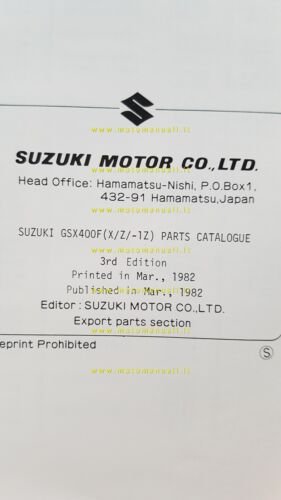 Suzuki GSX 400 FX-FZ 1982 catalogo ricambi originale