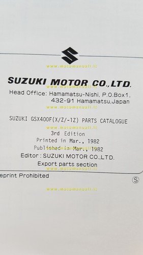 Suzuki GSX 400 FX-FZ 1982 catalogo ricambi originale