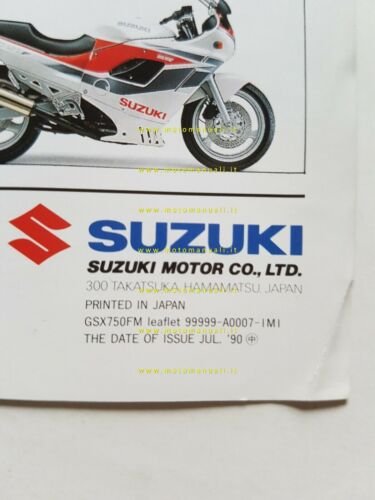 Suzuki GSX 750 F 1990 depliant originale INGLESE