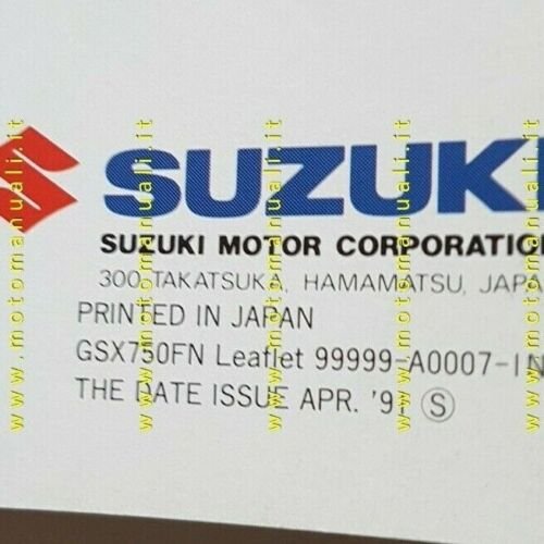 SUZUKI GSX 750 F 1991 depliant INGLESE moto originale brochure