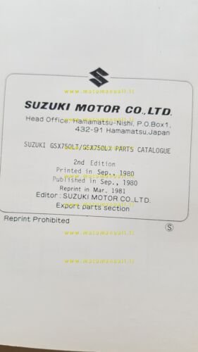 Suzuki GSX 750 LT - LX 1980 catalogo ricambi originale