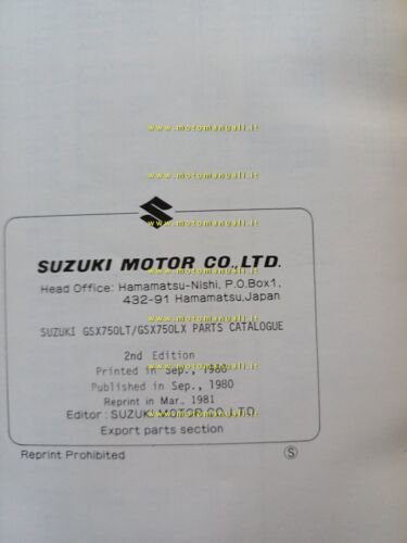 Suzuki GSX 750 LT - LX 1980 catalogo ricambi originale …
