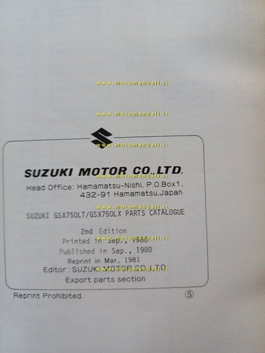 Suzuki GSX 750 LT - LX 1980 catalogo ricambi originale …