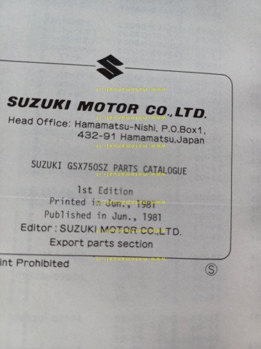 Suzuki GSX 750 SZ KATANA 1981 catalogo ricambi originale PARTS …
