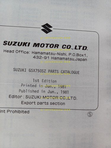 Suzuki GSX 750 SZ KATANA 1981 catalogo ricambi originale PARTS …