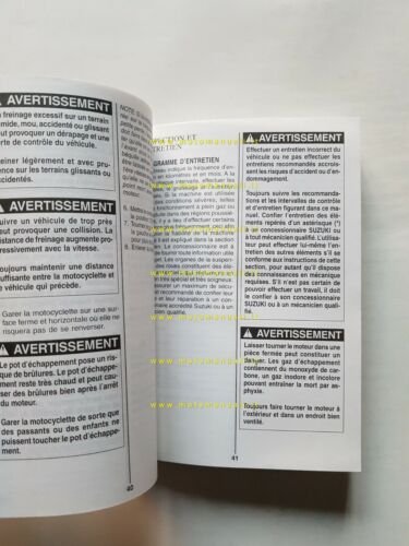 SUZUKI GSX-R 1000 2000-01 manuale uso manutenzione FRANCESE libretto originale