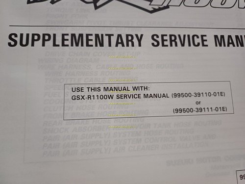 Suzuki GSX-R 1100 W 1995 AGGIORNAMENTO manuale officina inglese originale