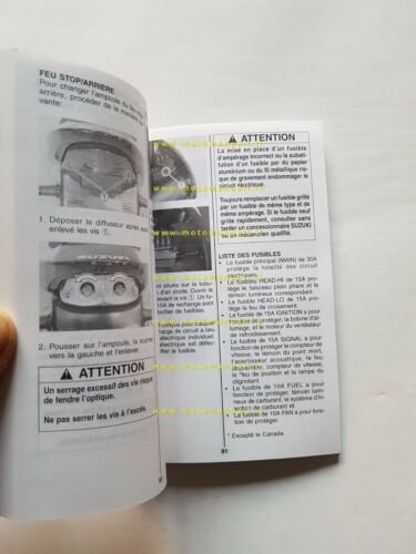 SUZUKI GSX-R 600 2000 manuale uso manutenzione FRANCESE libretto originale