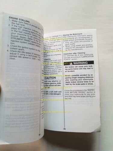 SUZUKI GSX-R 600 2000 manuale uso manutenzione INGLESE libretto originale