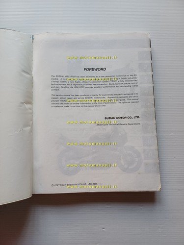 Suzuki GSX-R 750 1985-87 manuale officina inglese originale