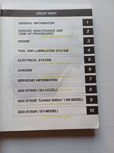 Suzuki GSX-R 750 1985-87 manuale officina inglese originale