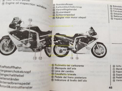 Suzuki GSX-R 750 1987 manuale uso manutenzione libretto originale italiano