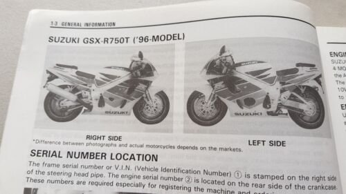 SUZUKI GSX-R 750 T 1996 manuale officina originale workshop manual
