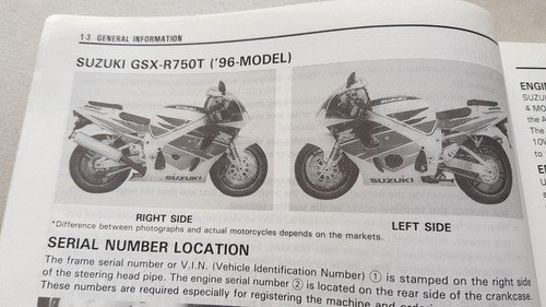 SUZUKI GSX-R 750 T 1996 manuale officina originale workshop manual