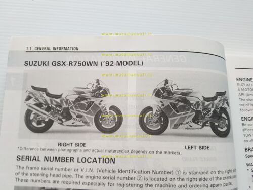 Suzuki GSX-R 750 W 1991 manuale officina INGLESE originale
