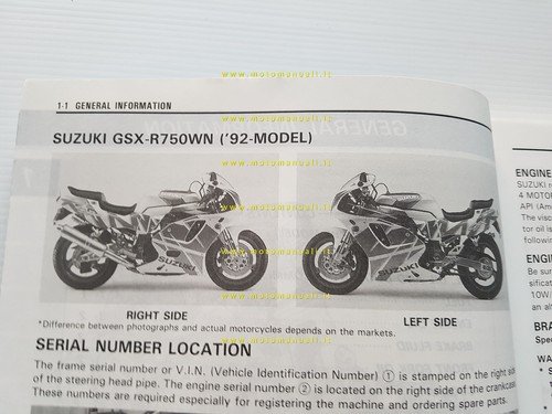 Suzuki GSX-R 750 W 1991 manuale officina INGLESE originale