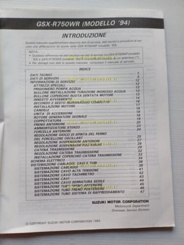 Suzuki GSX-R 750 W 1994 AGGIORNAMENTO manuale officina ITALIANO originale
