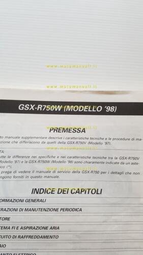 Suzuki GSX-R 750 W 1998 AGGIORNAMENTO manuale officina italiano originale