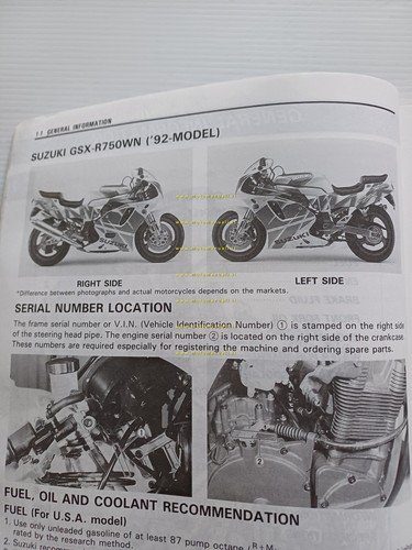 Suzuki GSX-R 750 Wn 1992 manuale officina INGLESE originale