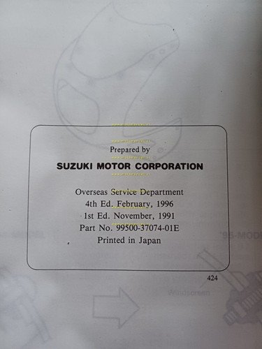 Suzuki GSX-R 750 Wn 1992 manuale officina INGLESE originale