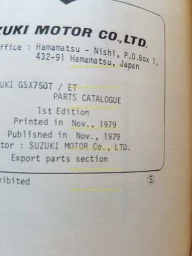 Suzuki GSX T- ET 1979-80 catalogo ricambi originale spare parts …